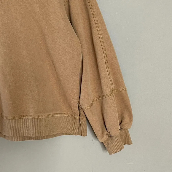 Mod Ref Womens Oversize Pullover Sweatshirt Ribbed Trim Sz S Brown Casual Comfy - Picture 2 of 14